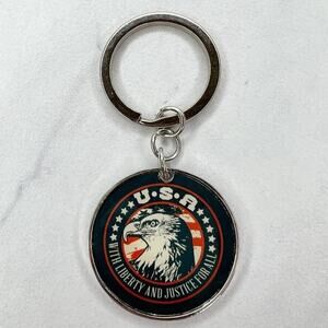 USA With Liberty and Justice for All Eagle Keychain Keyring